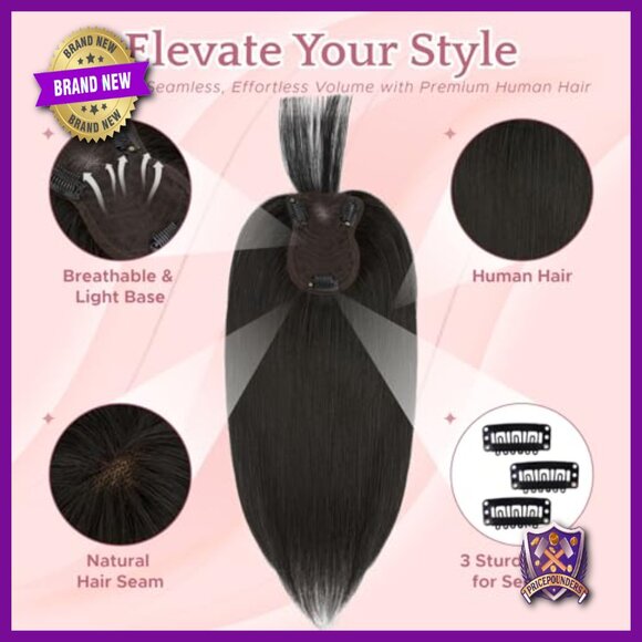 12 Inch Human Hair Topper with Bangs for Thinning Hair Coverage main image 5